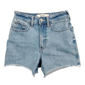 Hollister Ultra High Rise 90s Shorts Size 23 Light Blue Raw Hems 100% Cotton